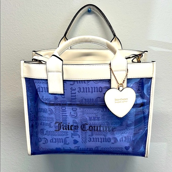 Juicy Couture Handbags - Juicy Couture Heart Dazzling Blue Beachin Large Tote Bag 💙🤍💙🤍